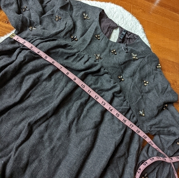 Zara bejeweled beaded tunic dress with pockets grey xs - Picture 11 of 16